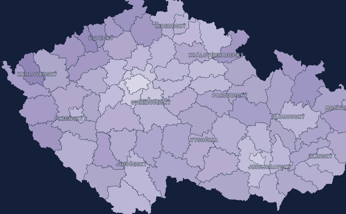 Cenová mapa Česka — nabídkové ceny bytů ve všech 77 okresech