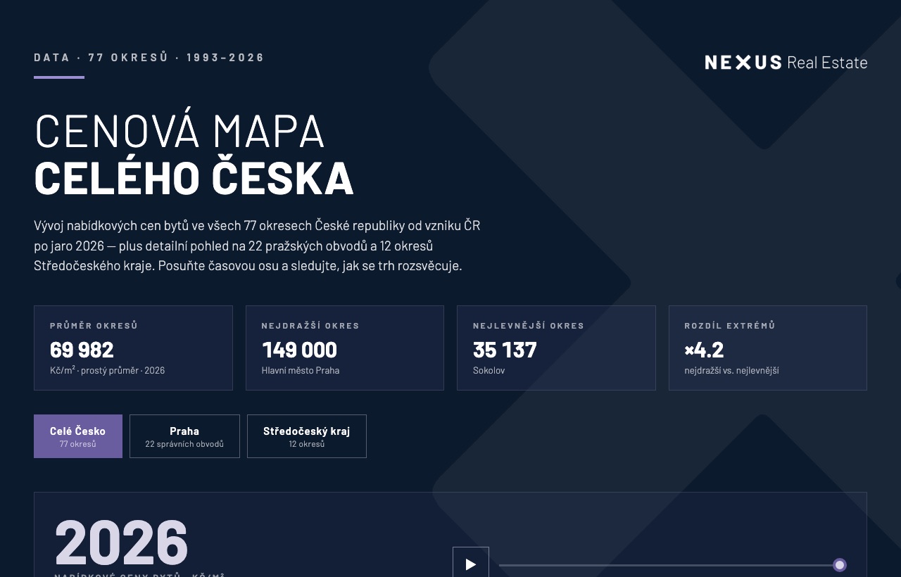 Náhled interaktivní cenové mapy Česka